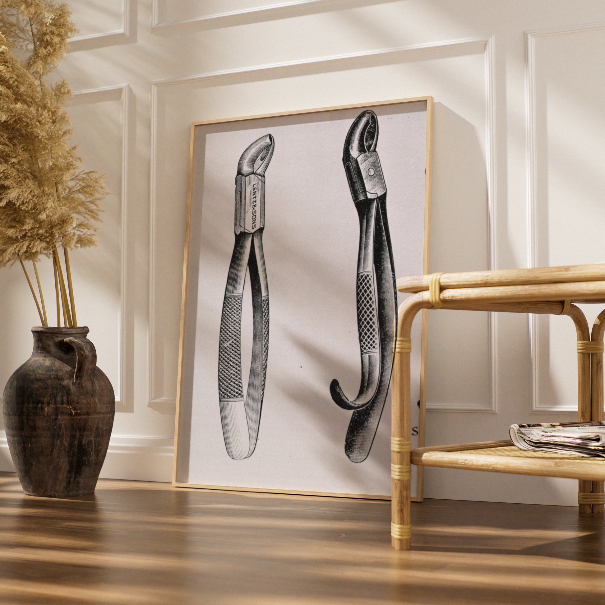 Vintage Dental Forceps Print, Antique Dentist Tool Poster, Victorian Medical Wall Art