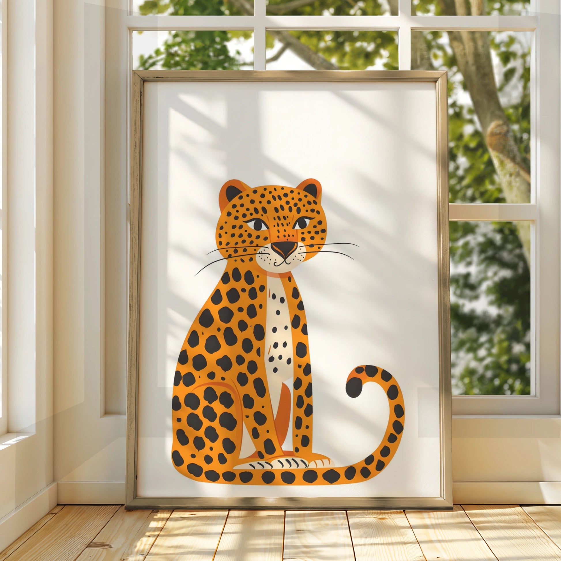 Leopard Nursery Wall Art, Cute Safari Animal Print, Kids Room Jungle Poster, Baby Decor