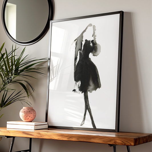 Fashion Figure Ink Art, Monochrome Wall Art, Black and White Poster, Minimalist Print