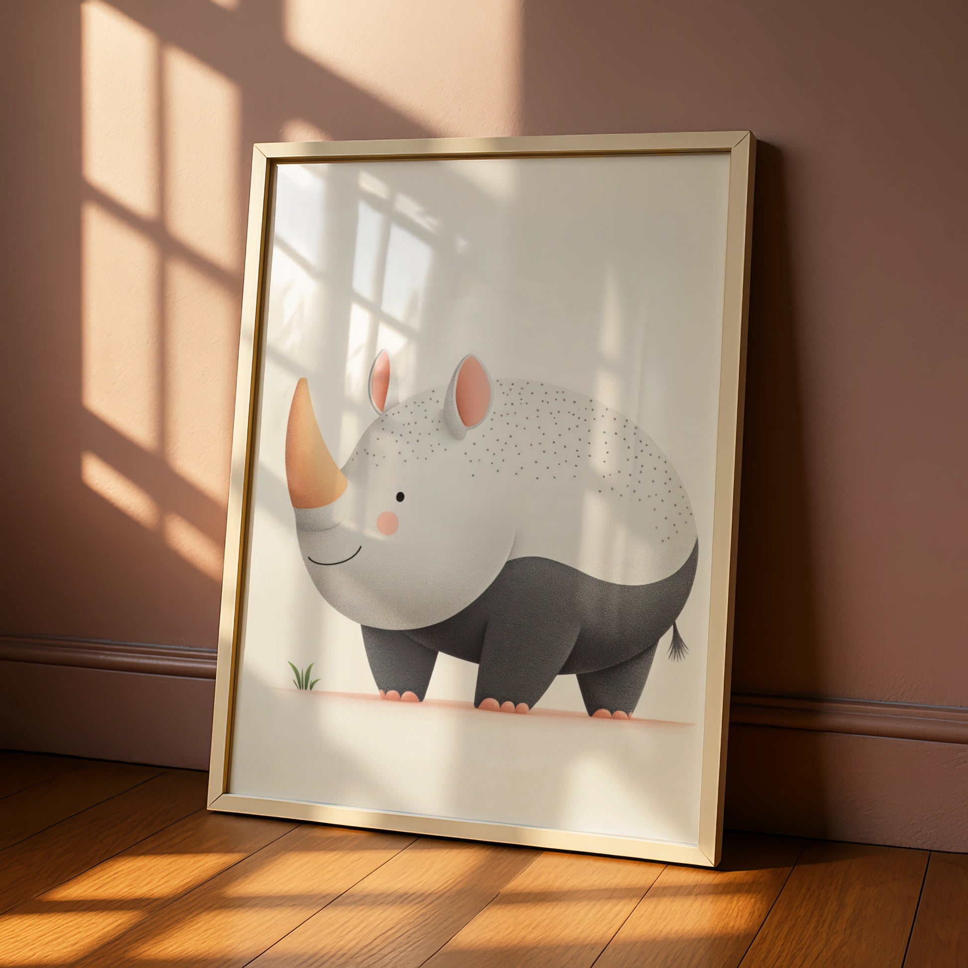 Cute Rhino Nursery Wall Art, Safari Animal Print, Kids Room Poster, Baby Shower Gift