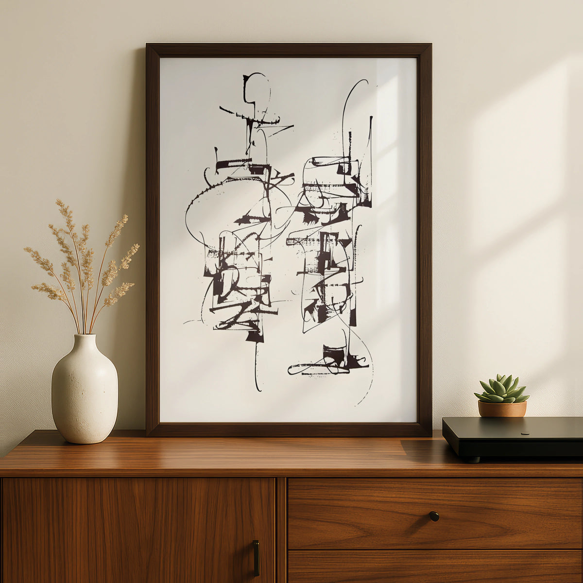 Abstract Monochrome Wall Art, Black and White Gestural Print, Modern Contemporary Poster