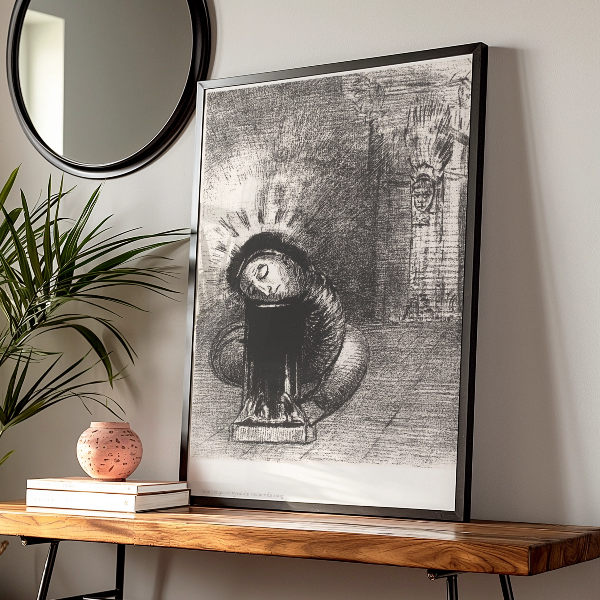 Gothic Halloween Art Print, Dark Surreal Horror Poster, Black Grey Occult Wall Art