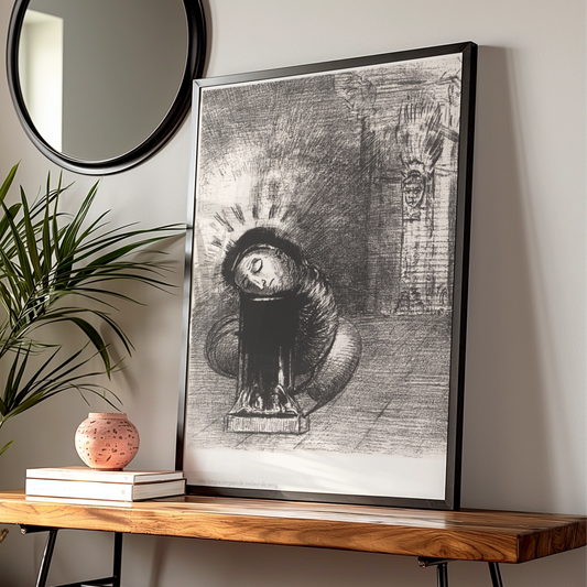 Gothic Halloween Art Print, Dark Surreal Horror Poster, Black Grey Occult Wall Art