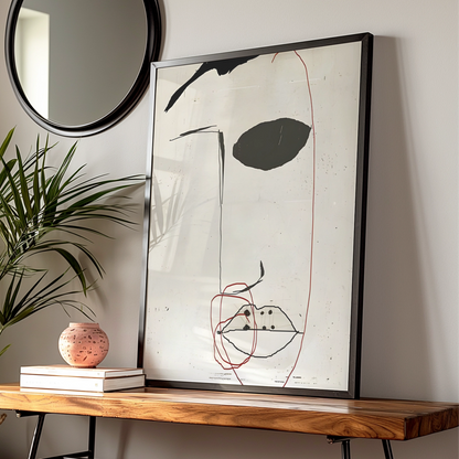 Abstract Face Line Art, Monochrome Wall Art, Modern Black White Poster, Minimalist Print — Digital Download