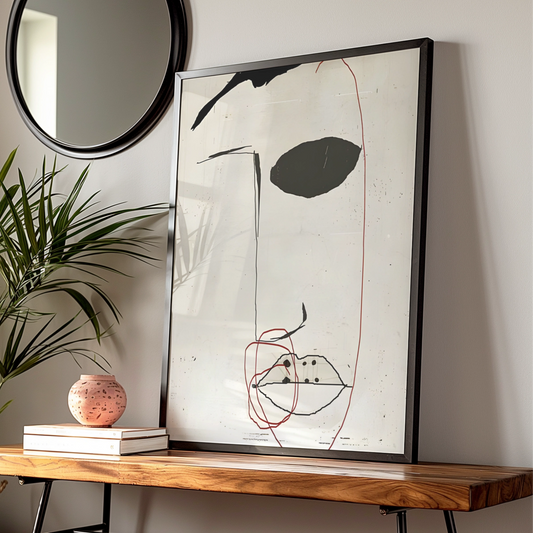 Abstract Face Line Art, Monochrome Wall Art, Modern Black White Poster, Minimalist Print