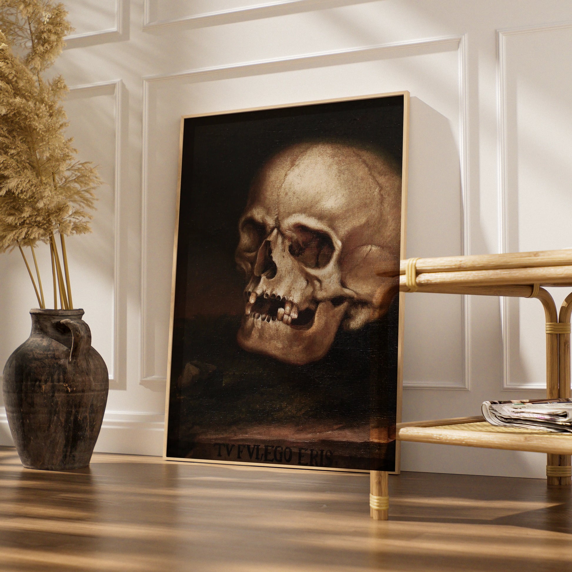 Skull Vanitas Old Master Art Print, Halloween Gothic Memento Mori Dark Academia Poster