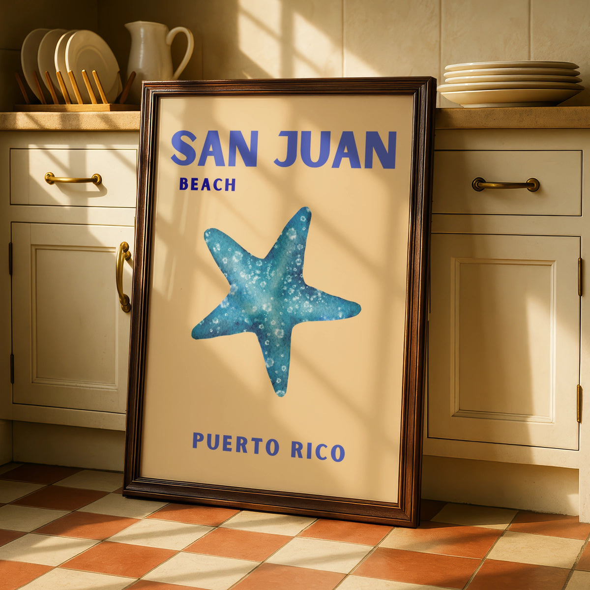 San Juan Puerto Rico Travel Poster, Beach Wall Art, Caribbean Retro Print
