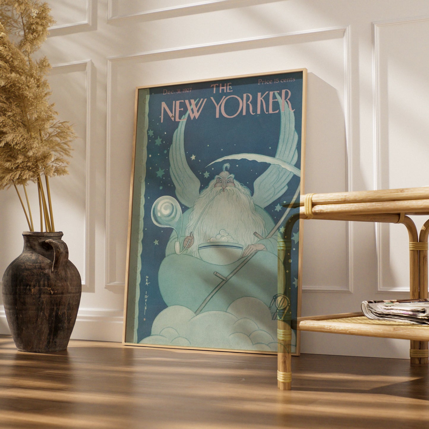 New Yorker Cover Dec 1927 Poster, Father Time New Year Art Print, Vintage Wall Art