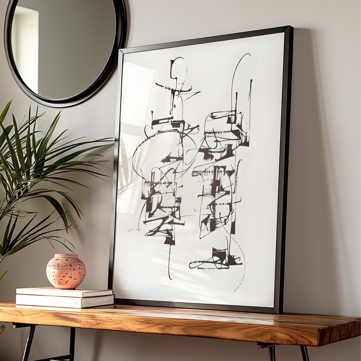 Abstract Monochrome Wall Art, Black and White Gestural Print, Modern Contemporary Poster — Digital Download