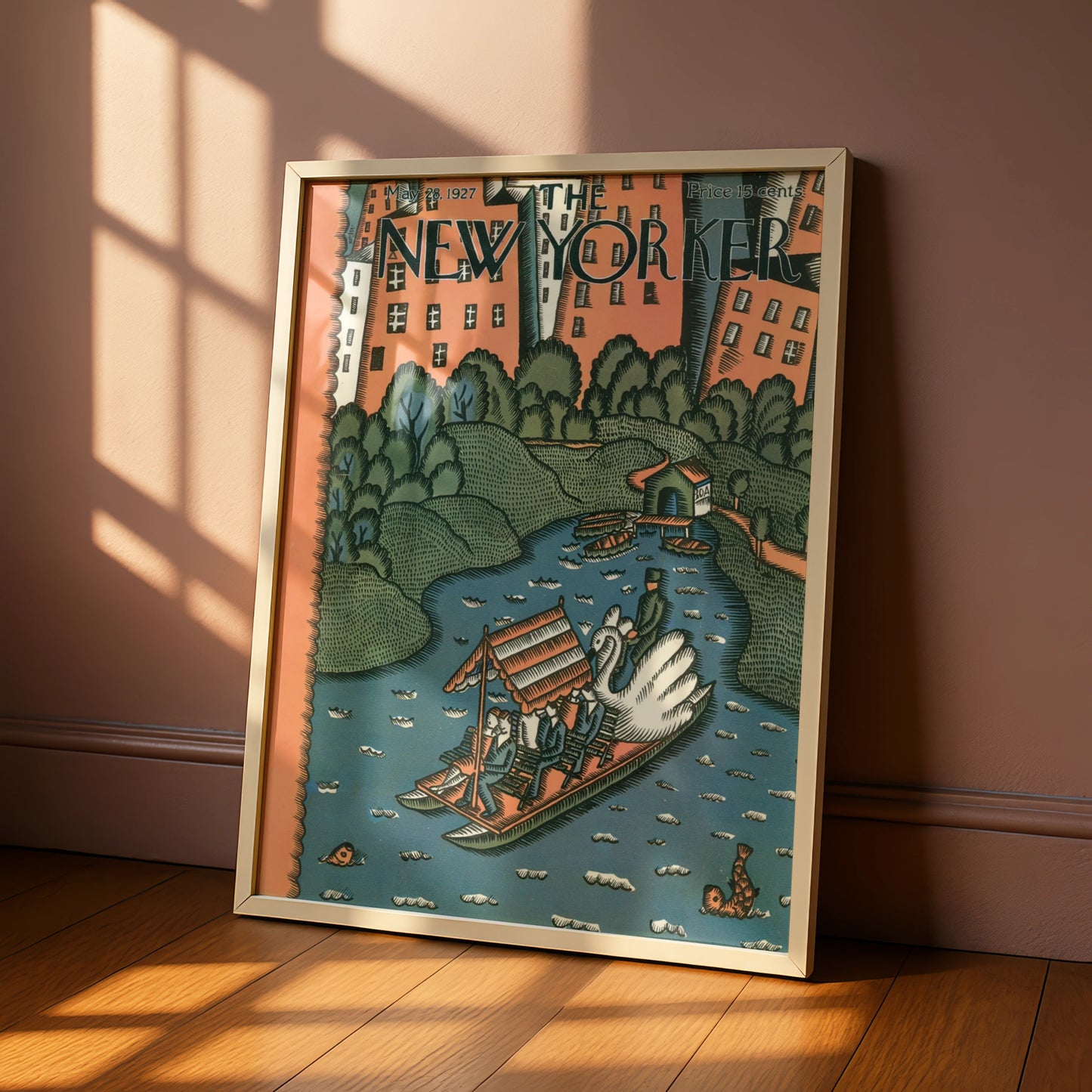 New Yorker Cover May 1927, Central Park Lake Poster, Vintage NYC Wall Art Print