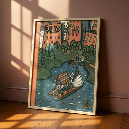 New Yorker Cover May 1927, Central Park Lake Poster, Vintage NYC Wall Art Print