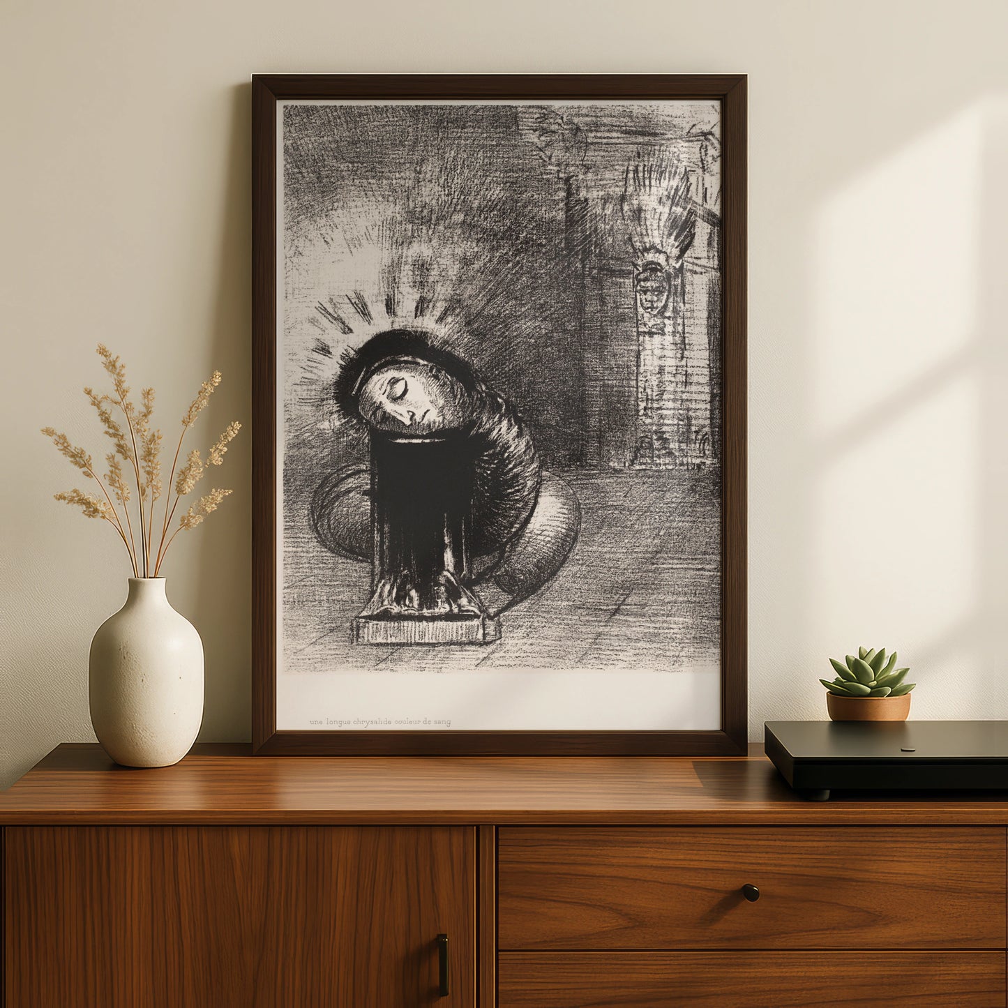 Gothic Halloween Art Print, Dark Surreal Horror Poster, Black Grey Occult Wall Art