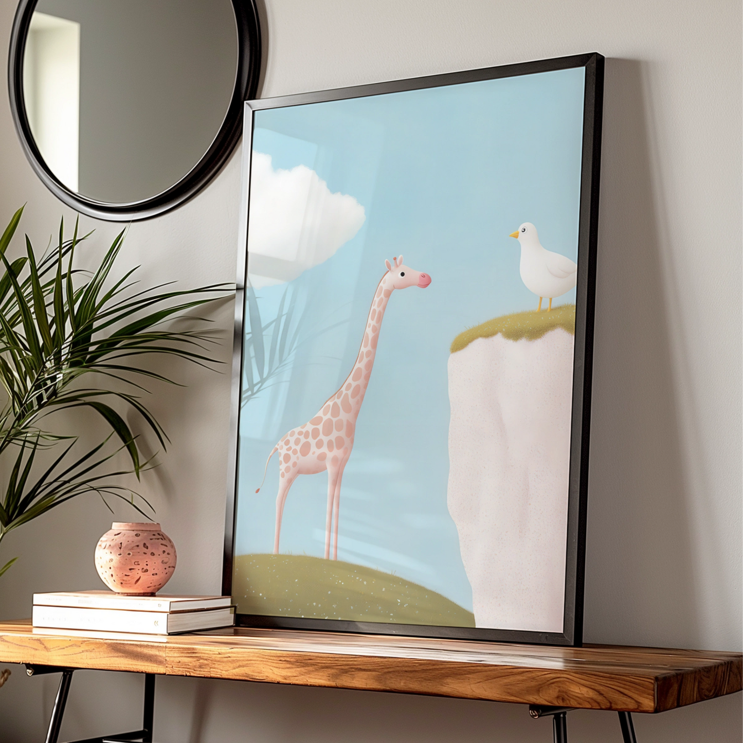 Giraffe Nursery Wall Art, Cute Animal Print, Baby Girl Poster, Pastel Kids Room Decor