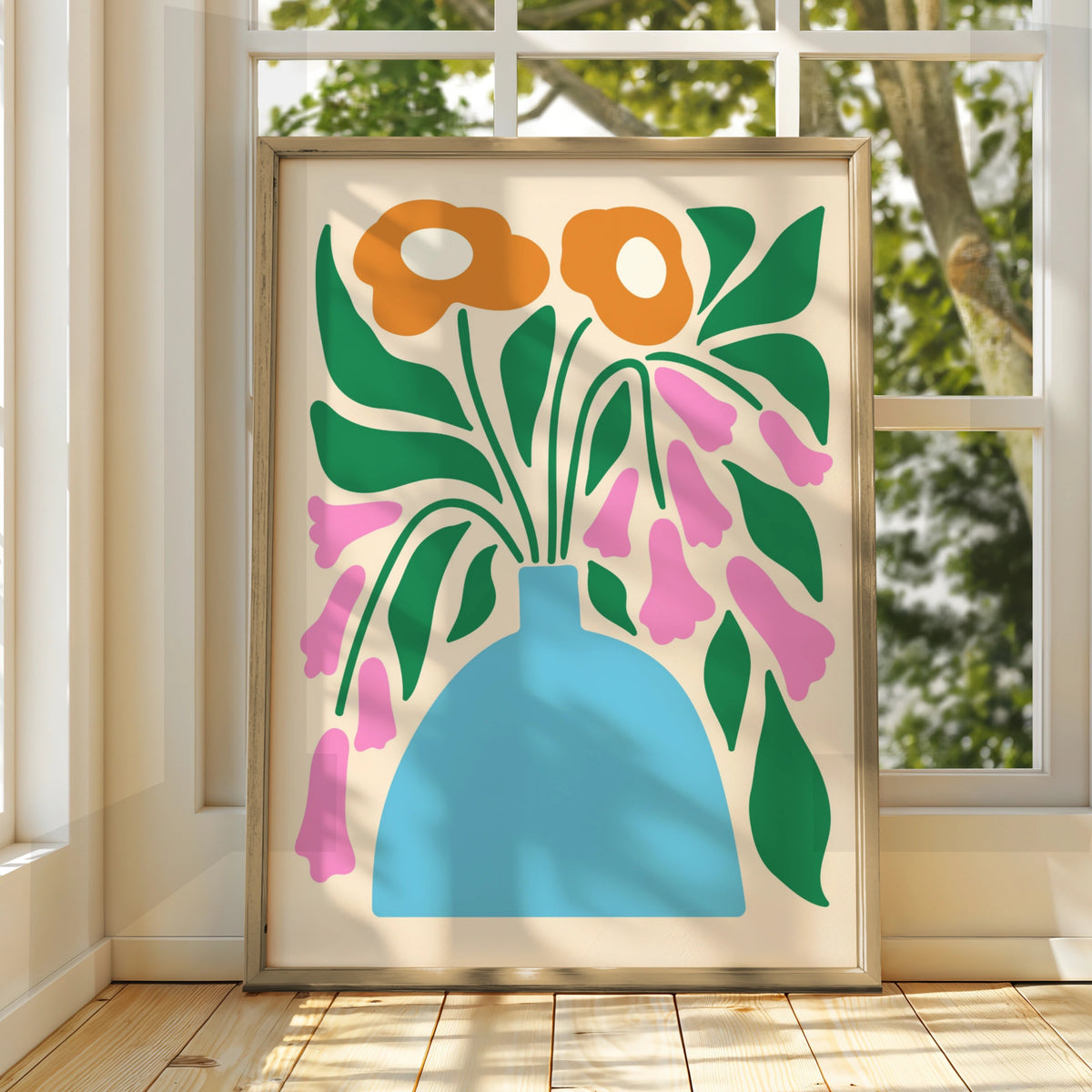 Maximalist Floral Vase Poster, Bold Botanical Wall Art, Colourful Flower Print, Eclectic Home Decor