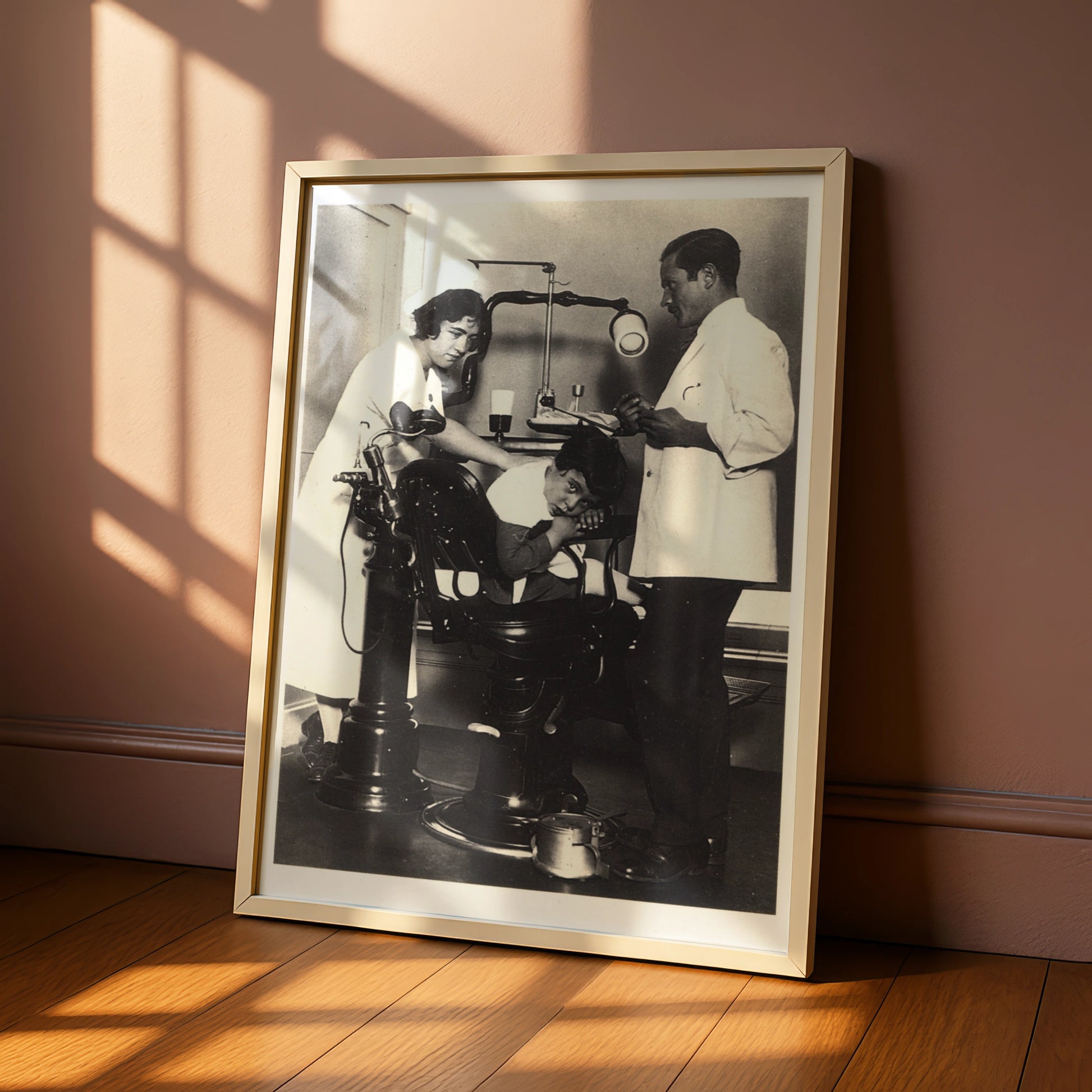 Vintage Dentist Poster, Retro Dental Chair Print, Black White Halloween Spooky Wall Art