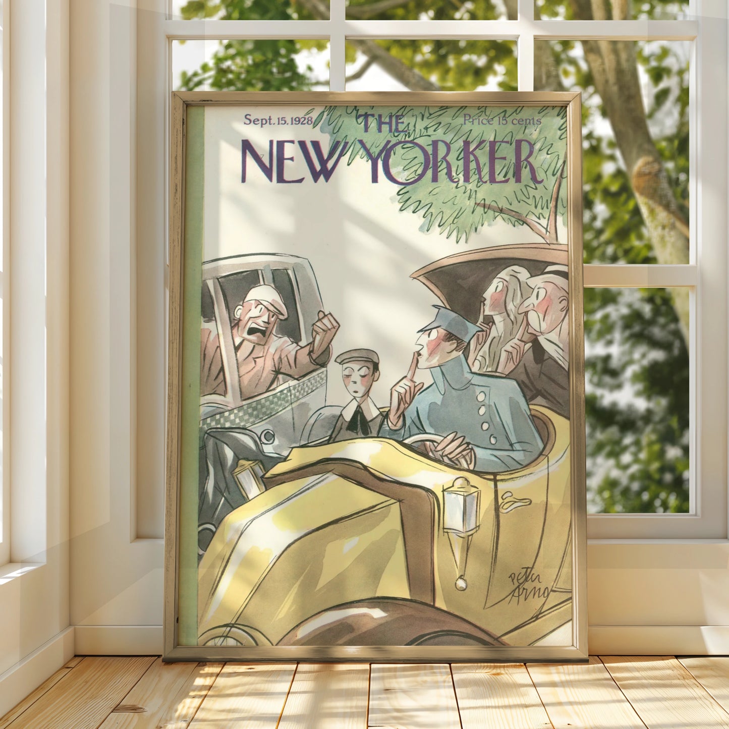 New Yorker Cover Poster Sept 1928, Peter Arno Vintage Car Art, Retro Wall Print