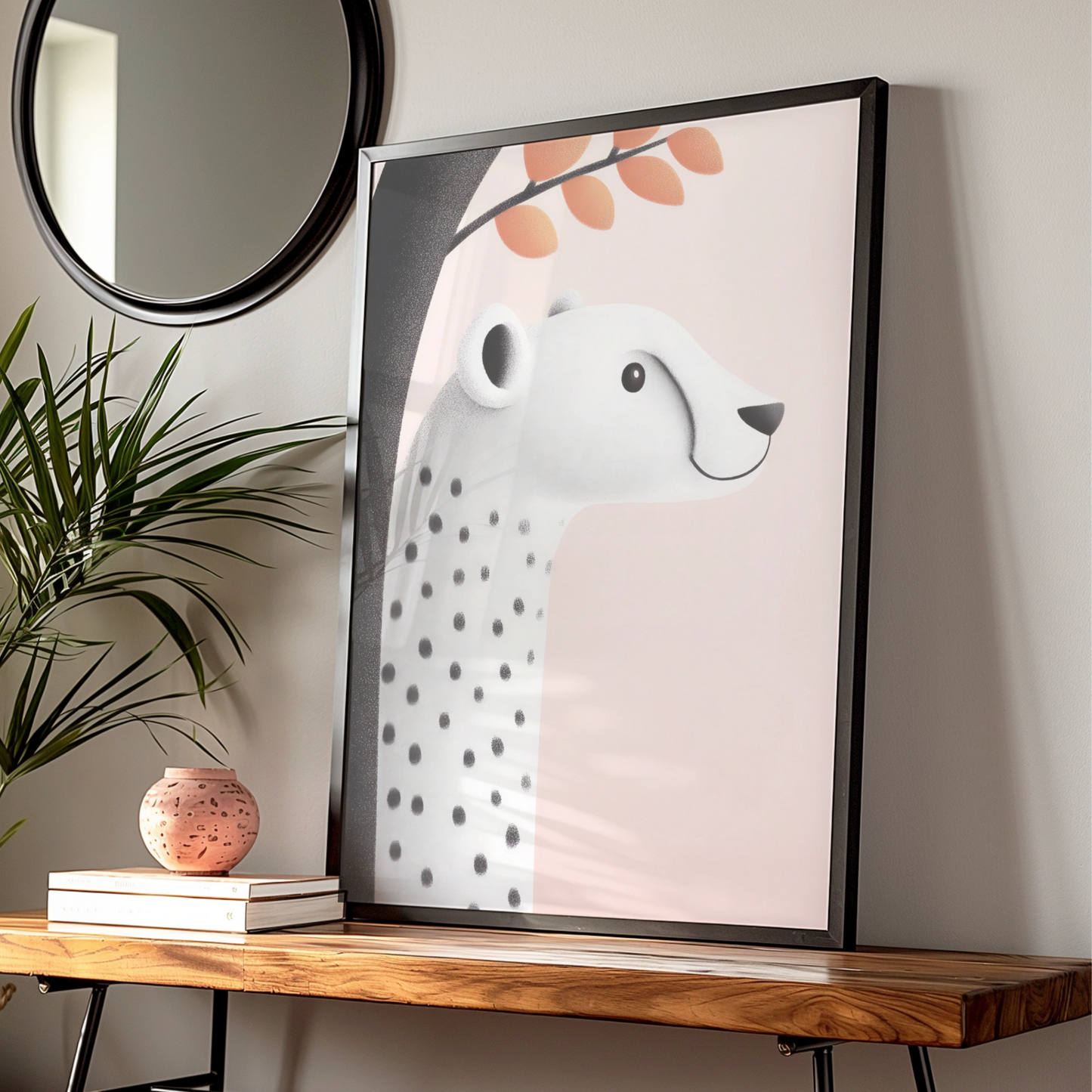 Polar Bear Nursery Wall Art, Cute Bear Print, Baby Girl Room Poster, Pink Nursery Decor