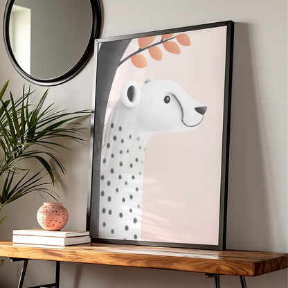 Polar Bear Nursery Wall Art, Cute Bear Print, Baby Girl Room Poster, Pink Nursery Decor