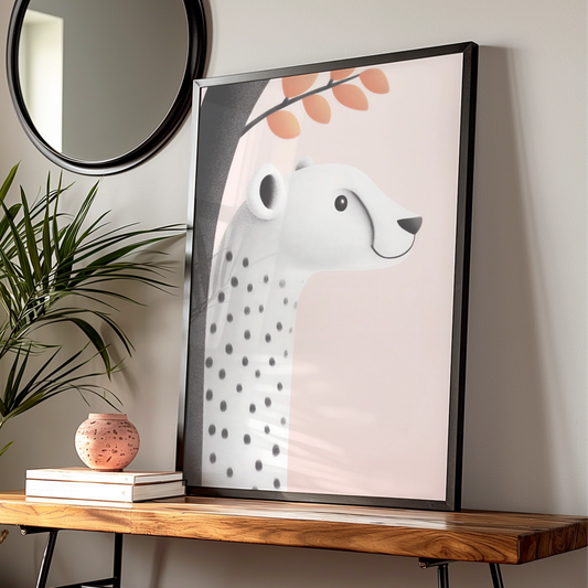 Polar Bear Nursery Wall Art, Cute Bear Print, Baby Girl Room Poster, Pink Nursery Decor