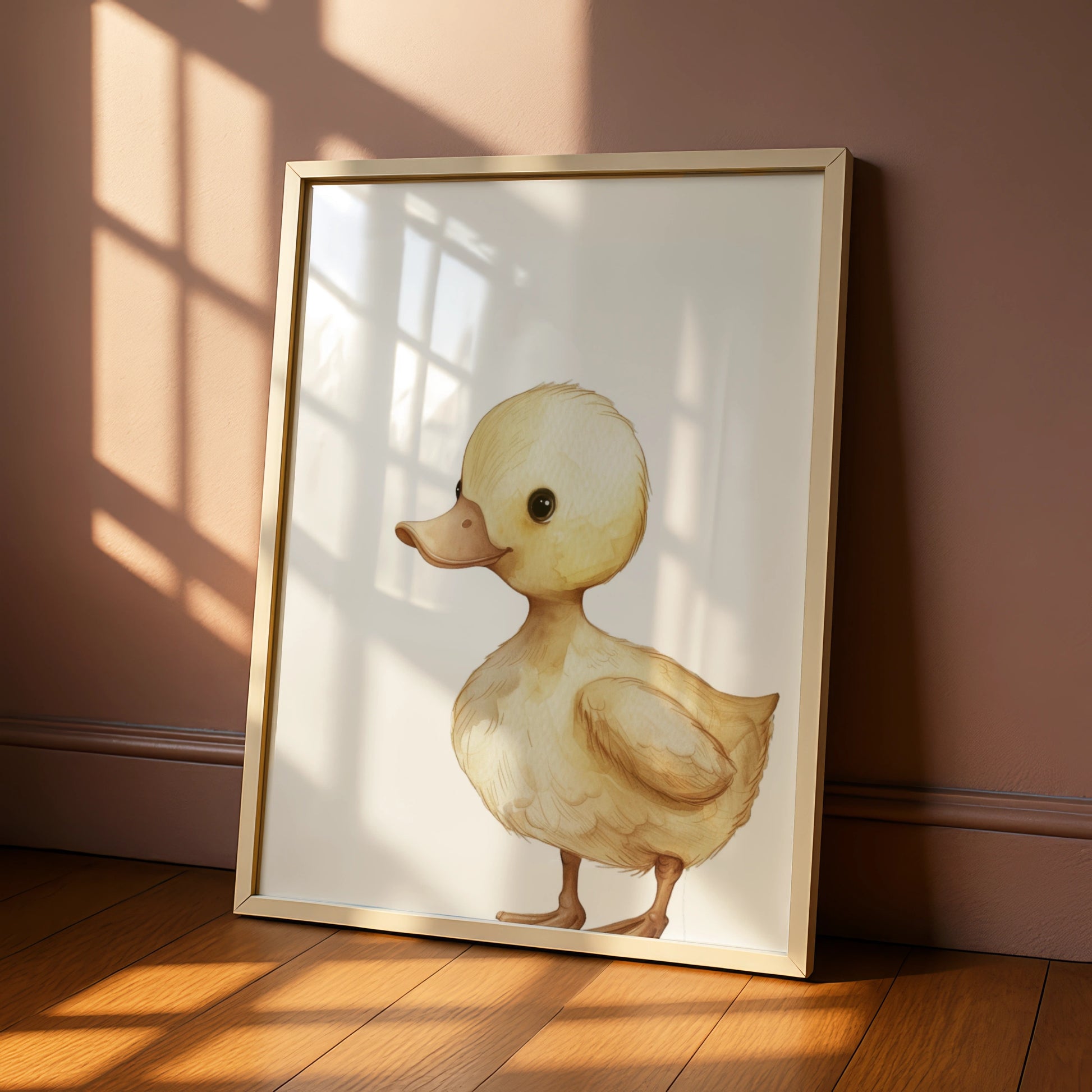 Duckling Nursery Wall Art, Baby Duck Poster, Watercolour Animal Print, Kids Room Decor