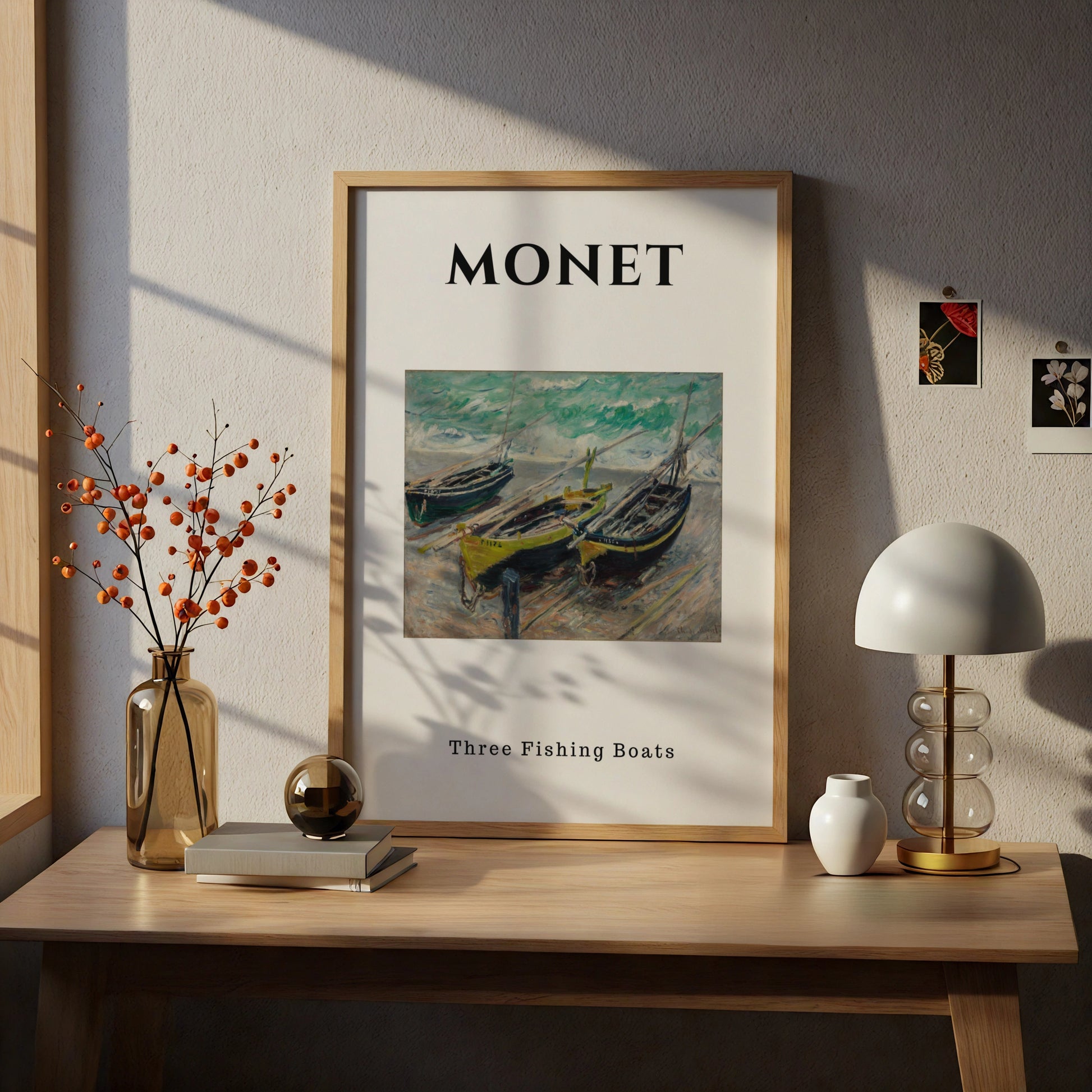 Monet Three Fishing Boats Wall Art Print | Impressionist Vintage Poster, Beach Art – product image 5