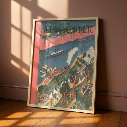 The New Yorker September 1927 Cover Art Poster, Vintage River Scene Wall Art