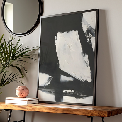 Abstract Monochrome Wall Art, Black and White Textured Print, Modern Minimalist Poster