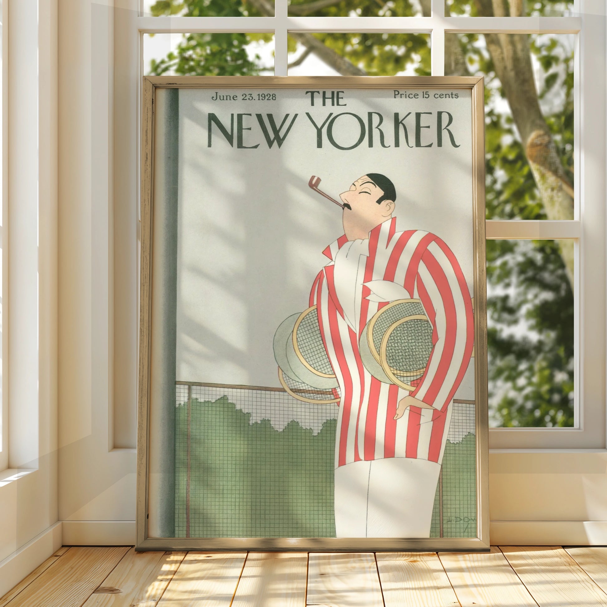 The New Yorker 1928 Tennis Poster, Vintage Art Deco Magazine Cover Wall Art Print