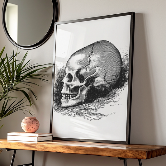 Vintage Skull Poster, Halloween Wall Art, Gothic Skull Print, Dark Macabre Decor