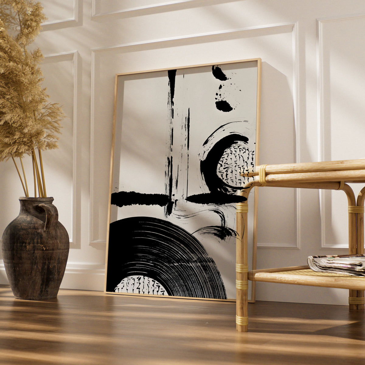 Bold Monochrome Abstract Wall Art, Black and White Modern Print, Gallery Wall Poster
