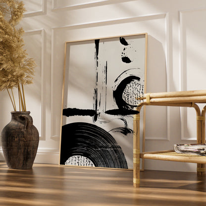 Bold Monochrome Abstract Wall Art, Black and White Modern Print, Gallery Wall Poster