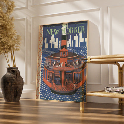 The New Yorker May 1927 Ferry Boat Poster, Vintage NYC Skyline Wall Art Print