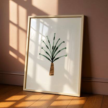 Nursery Plant Poster, Green Botanical Wall Art, Watercolour Potted Plant Print for Baby Room