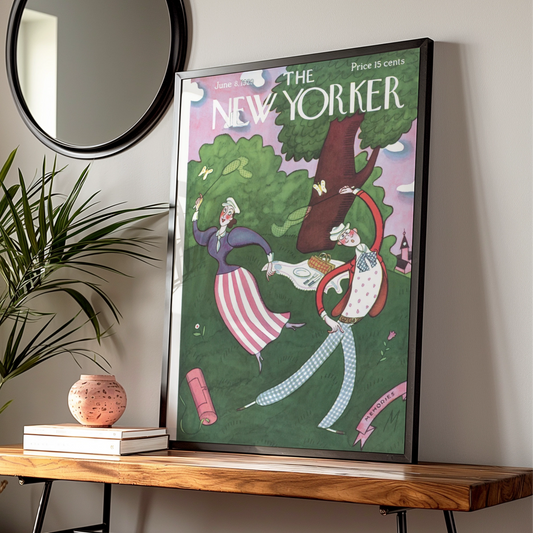 New Yorker Cover June 1929 Vintage Picnic Art Poster, Retro Summer Wall Art Print