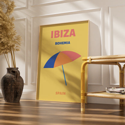 Ibiza Travel Poster, Spain Wall Art, Retro Beach Print, Boho Summer Holiday Decor