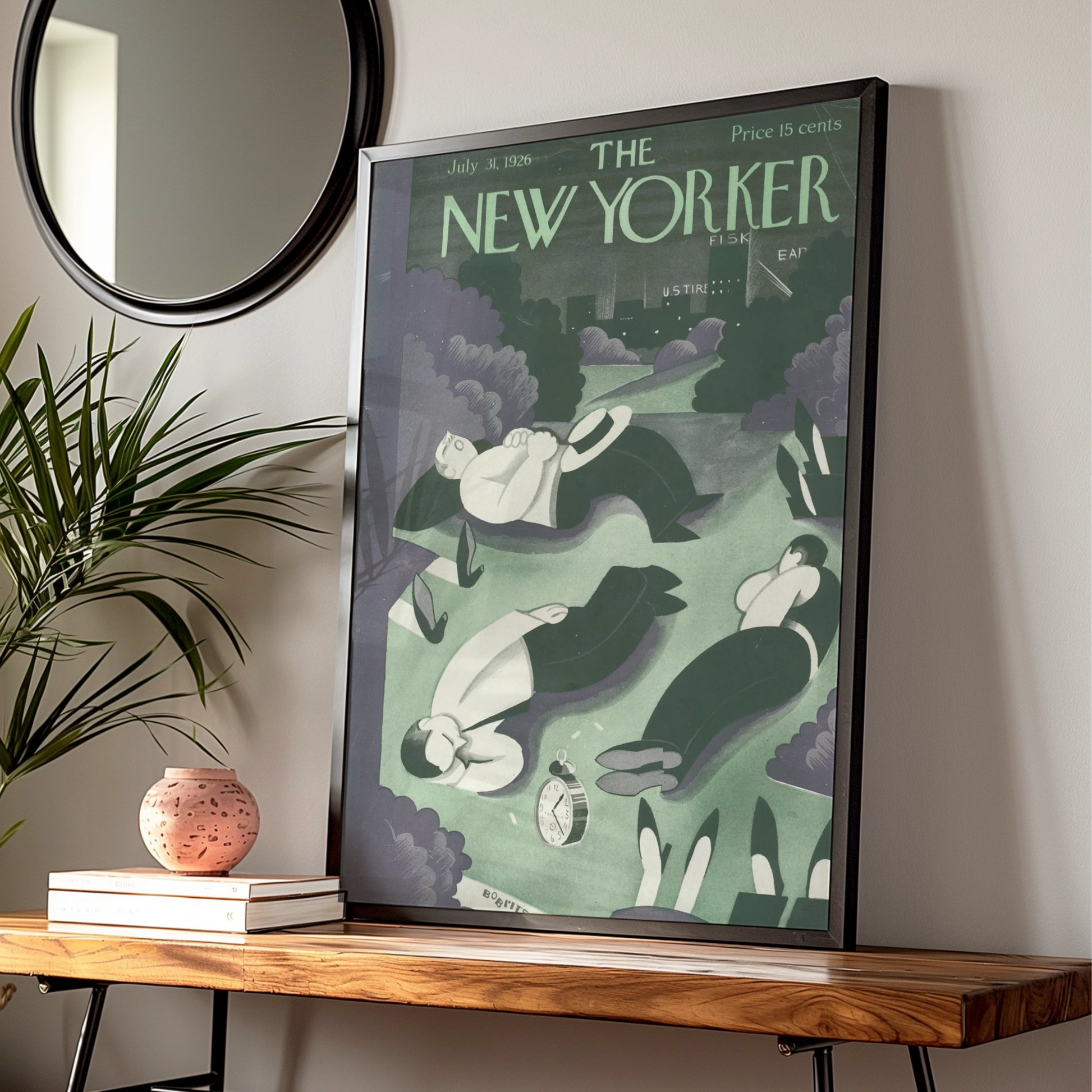 The New Yorker July 1926 Cover Poster, Vintage Art Deco Park Sleepers Wall Art