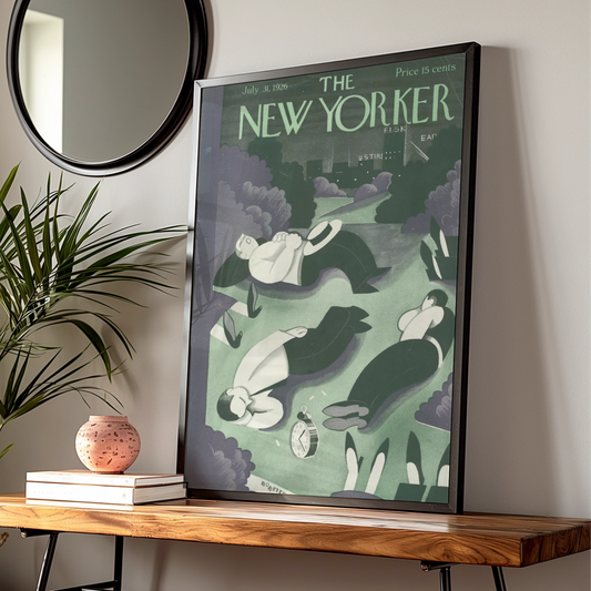 The New Yorker July 1926 Cover Poster, Vintage Art Deco Park Sleepers Wall Art