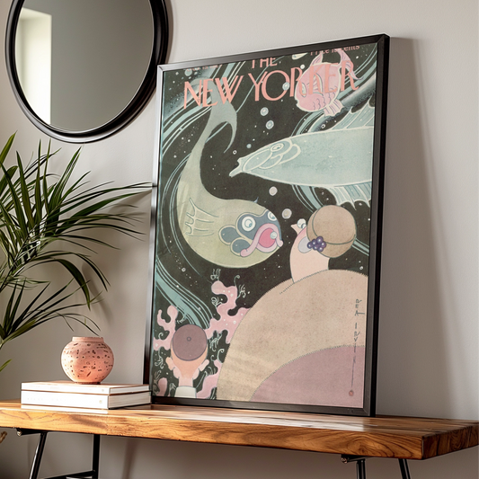 New Yorker Cover Art Poster, October 1929, Rea Irvin Underwater Fish Print