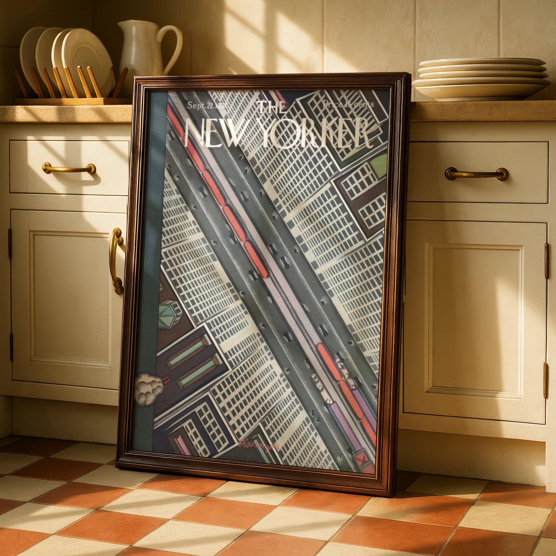 The New Yorker September 1928 Cover Poster, Art Deco NYC Aerial City Wall Art Print