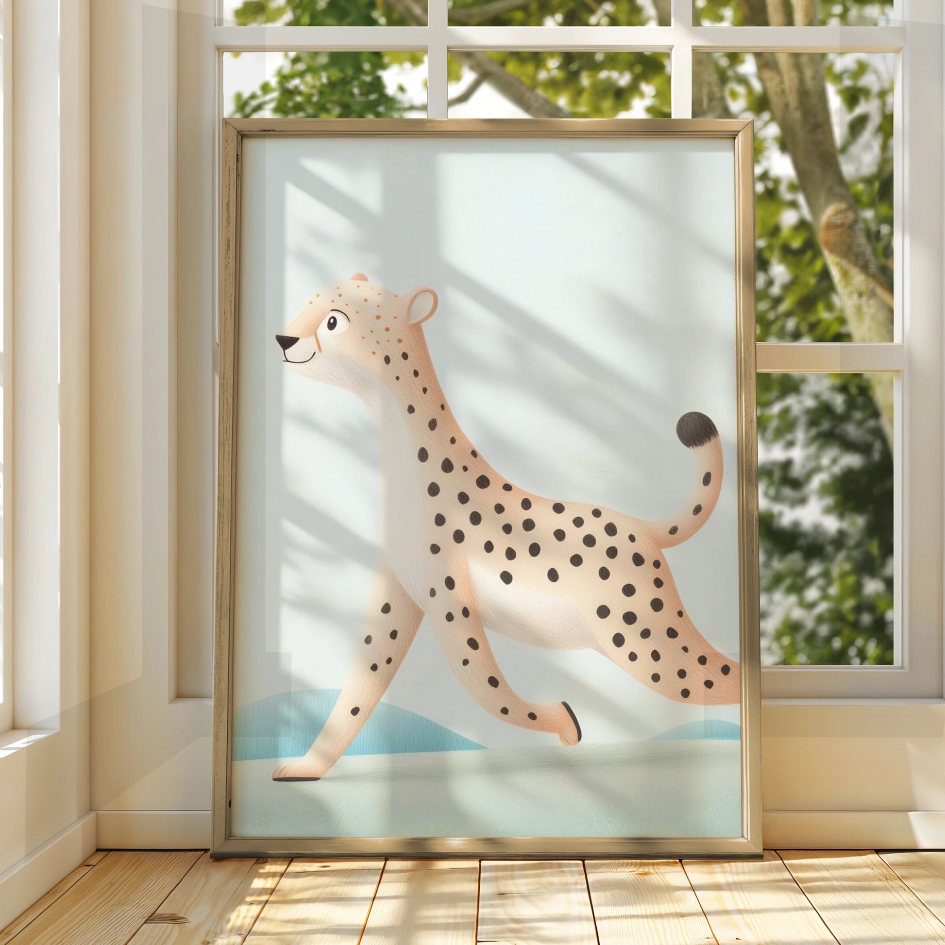 Cheetah Nursery Wall Art, Safari Animal Print, Kids Room Poster, Cute Baby Decor