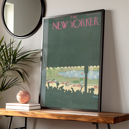 New Yorker 1929 Horse Racing Cover Poster, Vintage Art Deco Wall Art Print