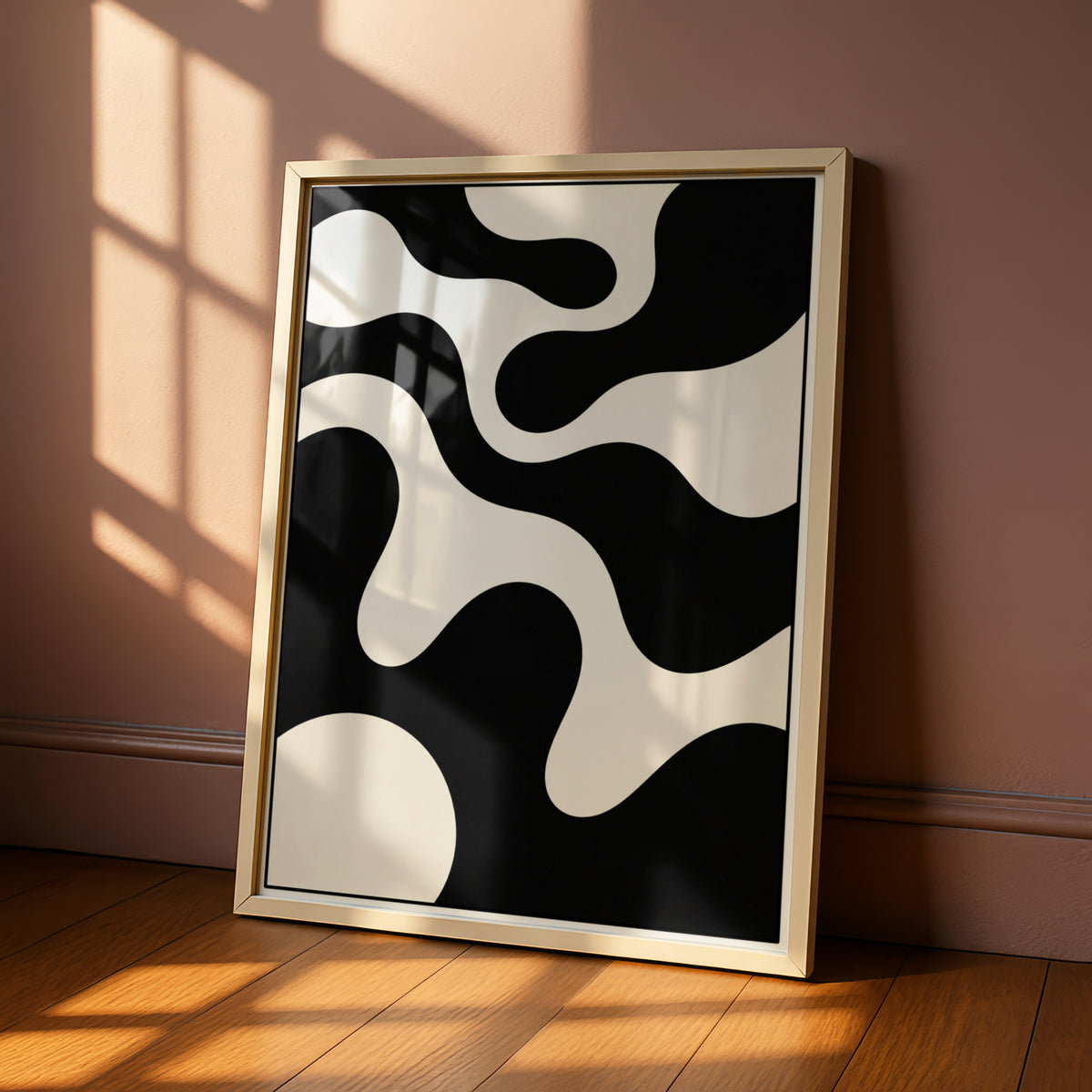 Abstract Fluid Shapes Print, Monochrome Wall Art, Black and White Poster, Modern Decor