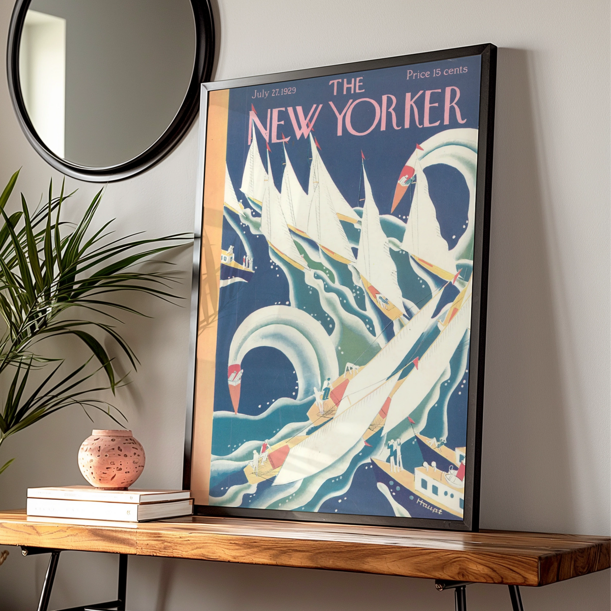 The New Yorker July 1929 Sailing Cover Poster, Vintage Art Deco Nautical Wall Art