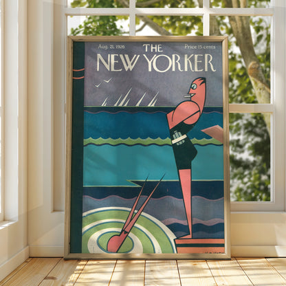 The New Yorker August 1926 Cover Poster, Art Deco Sailing Print, Vintage Wall Art