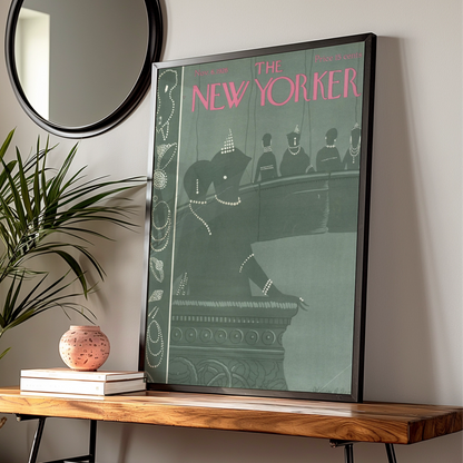 New Yorker 1926 Cover Poster, Art Deco Theatre Women, Vintage Magazine Wall Art