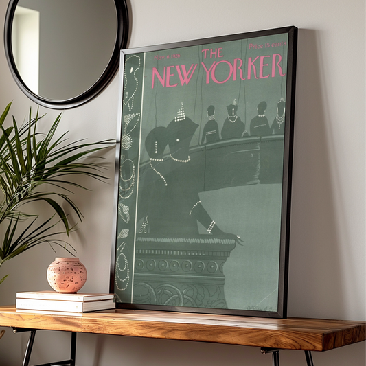New Yorker 1926 Cover Poster, Art Deco Theatre Women, Vintage Magazine Wall Art