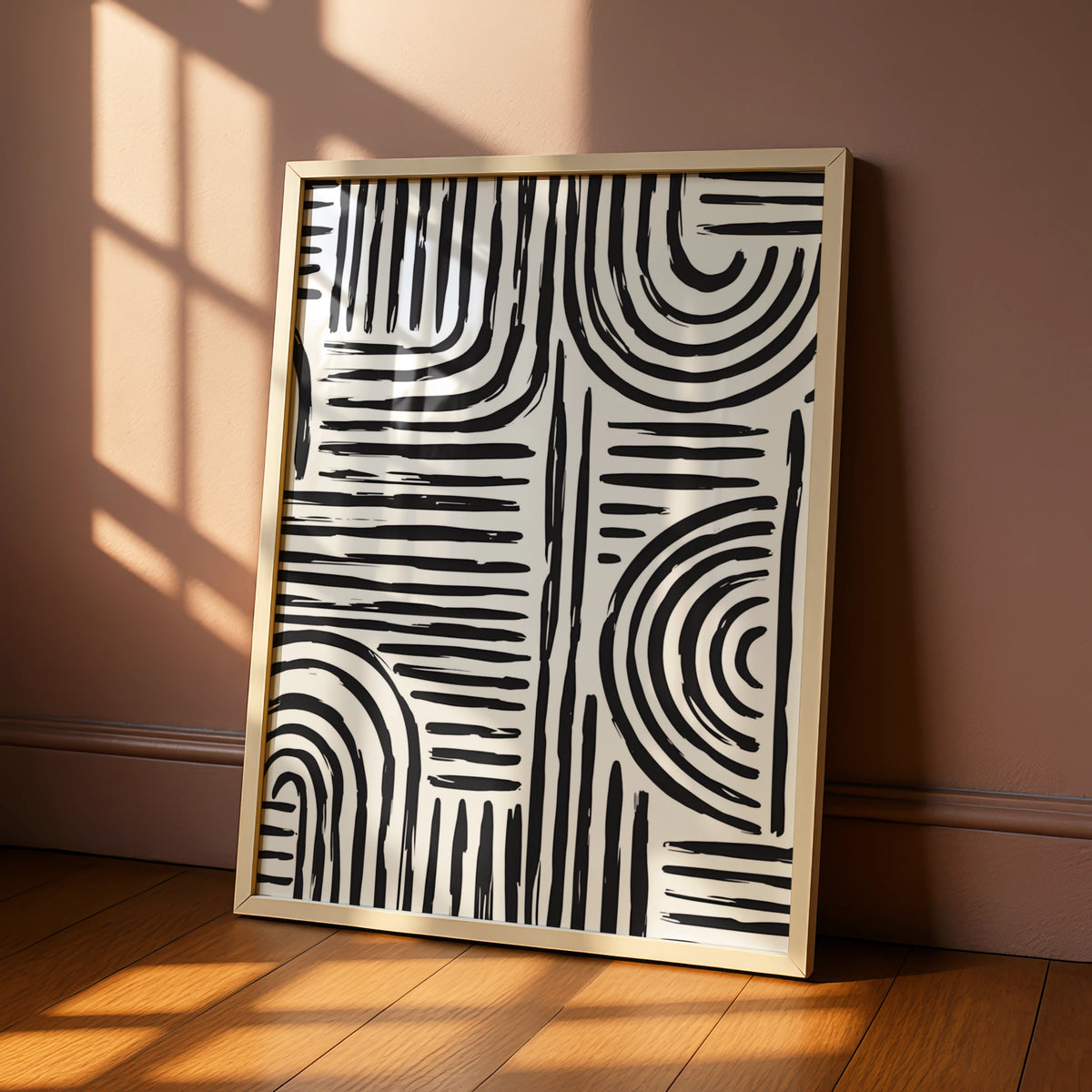 Abstract Line Art Print, Monochrome Wall Art, Black and White Geometric Poster, Modern Decor