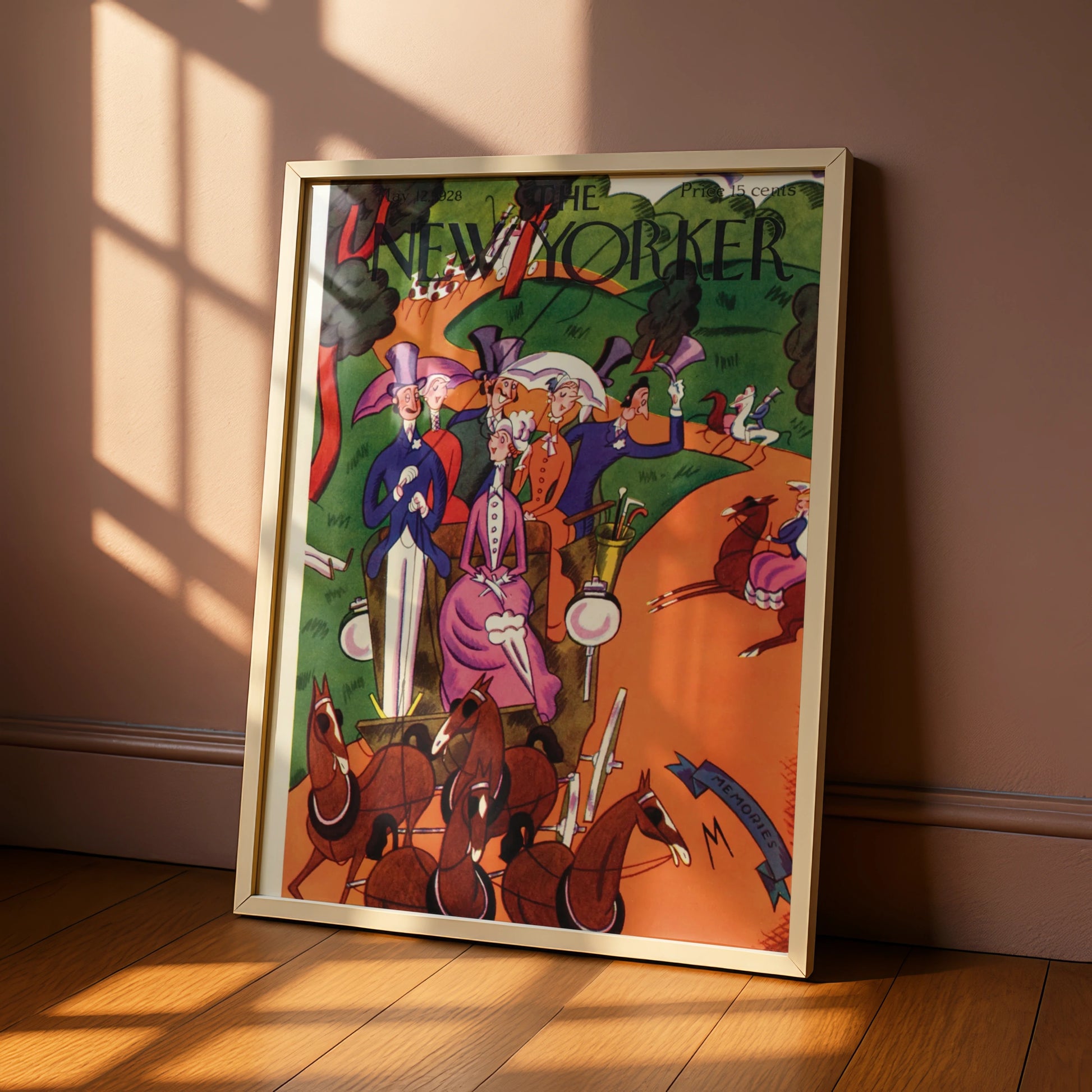 The New Yorker May 1928 Vintage Cover Poster, Horse Parade Art Print, Retro Wall Art