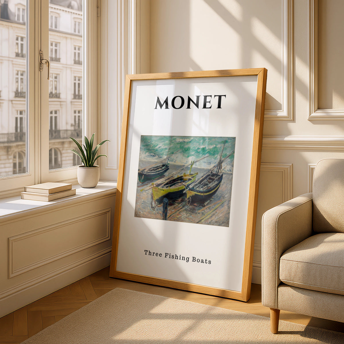 Monet Three Fishing Boats Wall Art Print | Impressionist Vintage Poster, Beach Art – product image 4