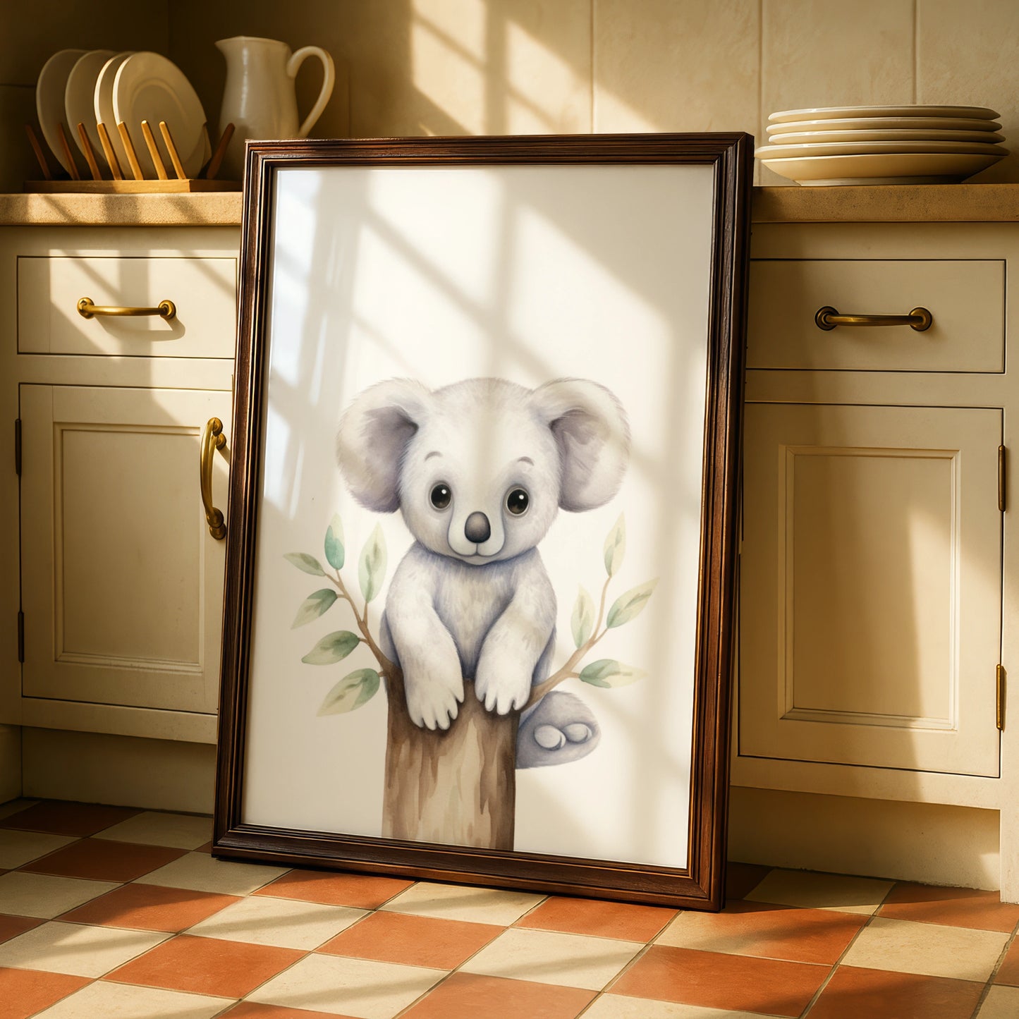 Koala Nursery Wall Art, Cute Baby Koala Poster, Watercolour Animal Print for Kids Room